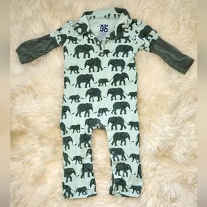 Kickee Pants collar onsie romper elephant 🐘 print 12-18 months